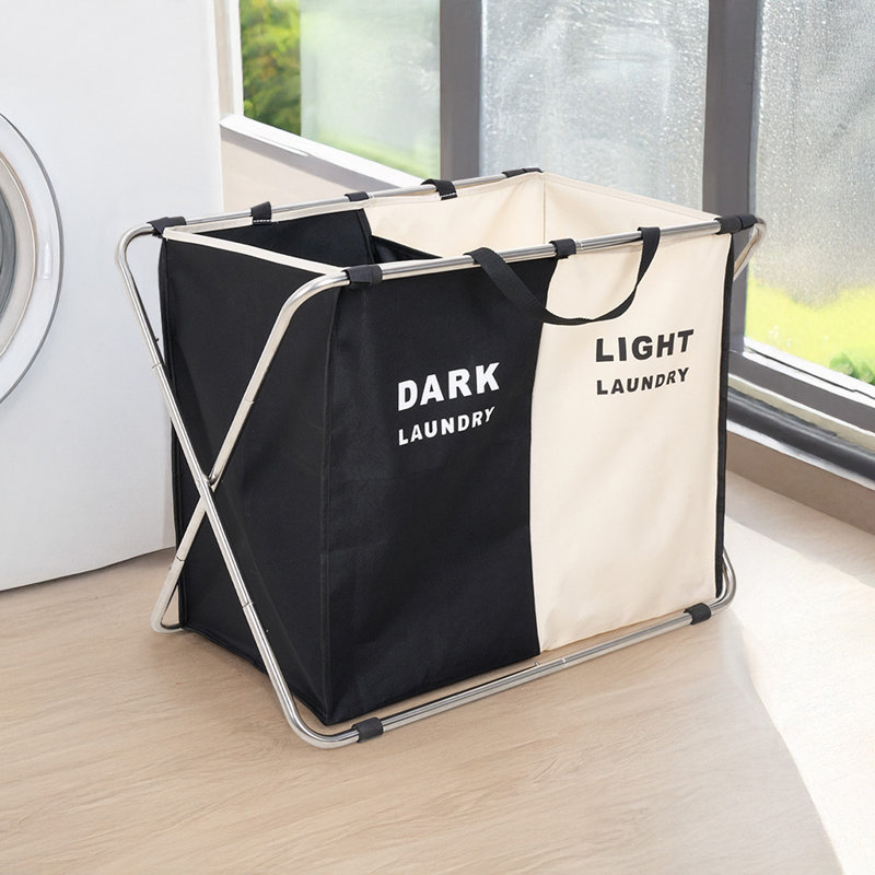 2-Compartment Foldable Laundry Basket
