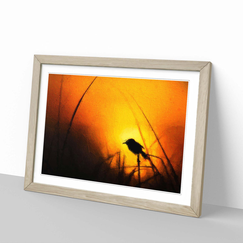Bird in the Sunset - Framed Print, Oak Framed, 45cm H x 63cm W x 2cm D