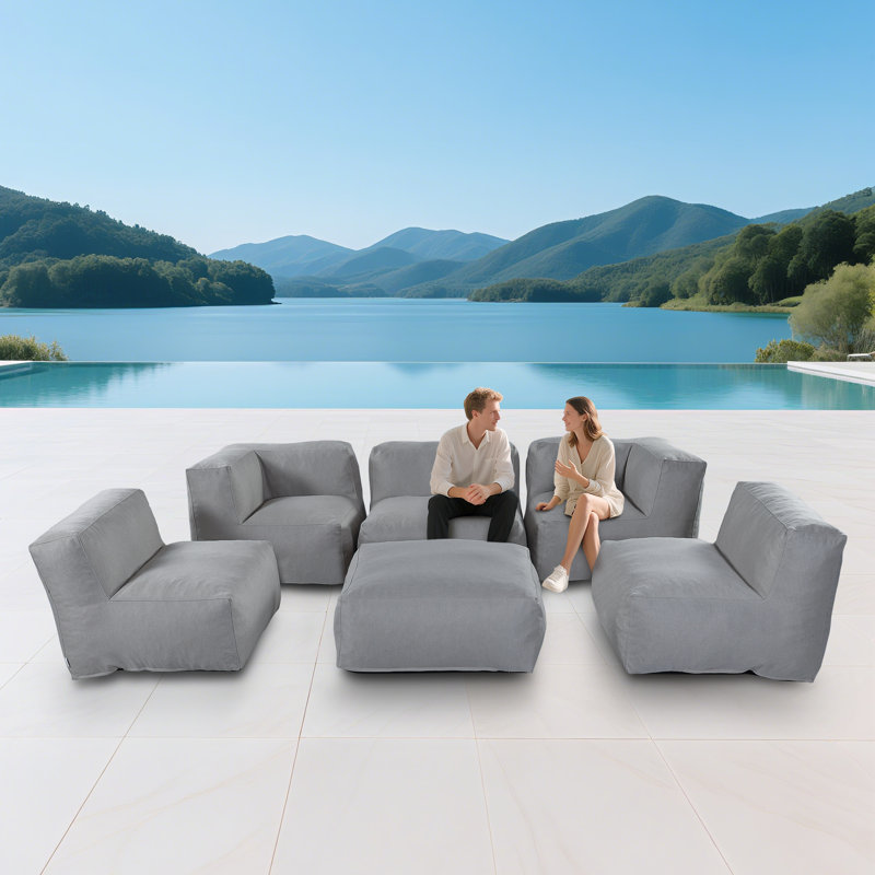 6-Piece Outdoor Sectional Sofa For Patio, Garden And Swimming Pool, Dark Gray