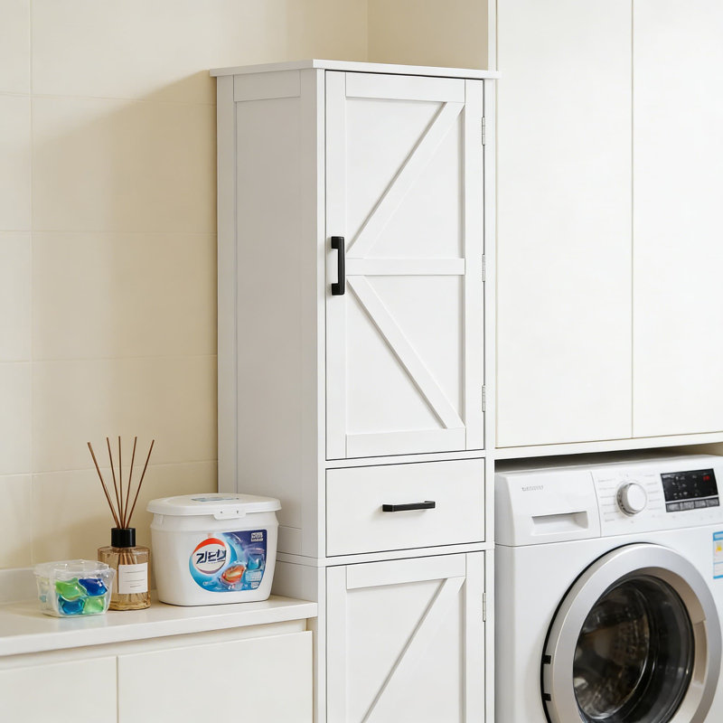 Armoire de rangement haute et étroite avec 3 portes et 1 tiroir, organisateur de garde-manger réglable pour cuisine, salle de bain, salon et entrée