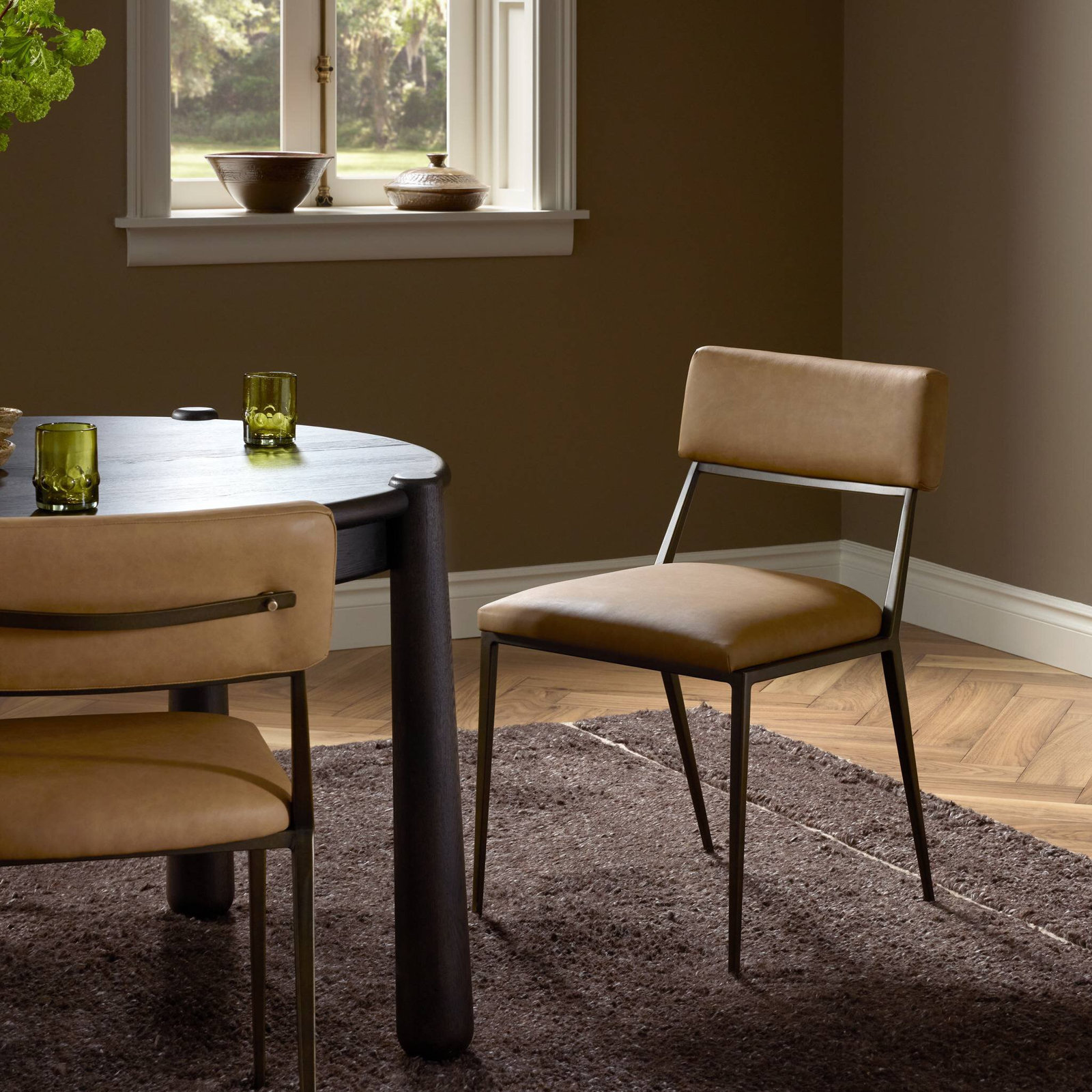 Aguilera Genuine Leather Dining Chair, Maestro Camel