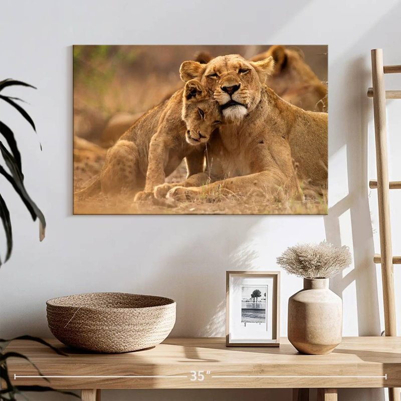 Lioness And Cub, 16" H x 24" W
