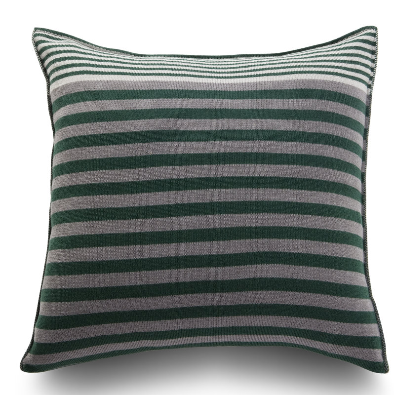 Striped Square Throw Cushion, Forest Green