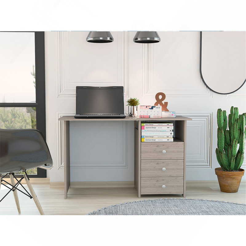 Bureau d'écriture Bianco, trois tiroirs, une tablette