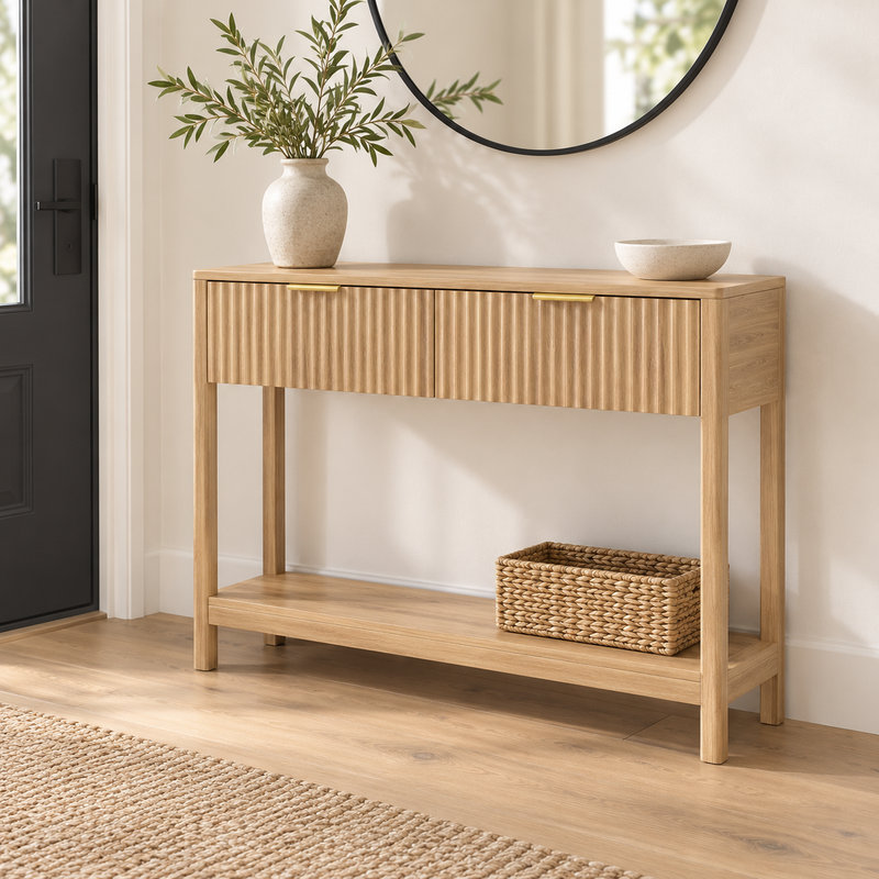 39.3 " W Console Table, Chêne