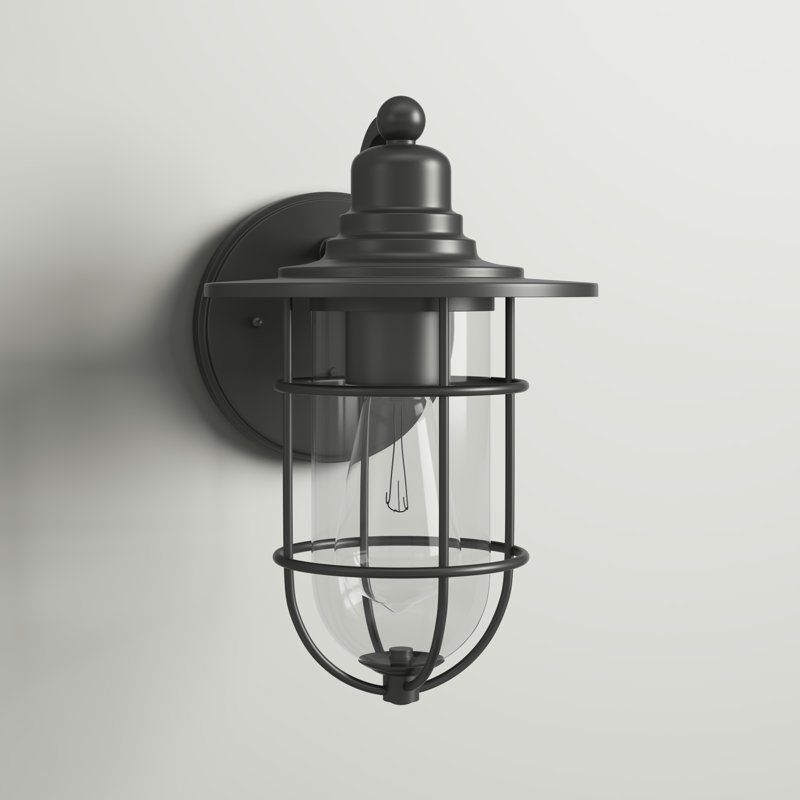 Applique murale d'extérieur 1 lumière Ulmston, Noir thermolaqué, H 11 po x l 7 po x P 7 po