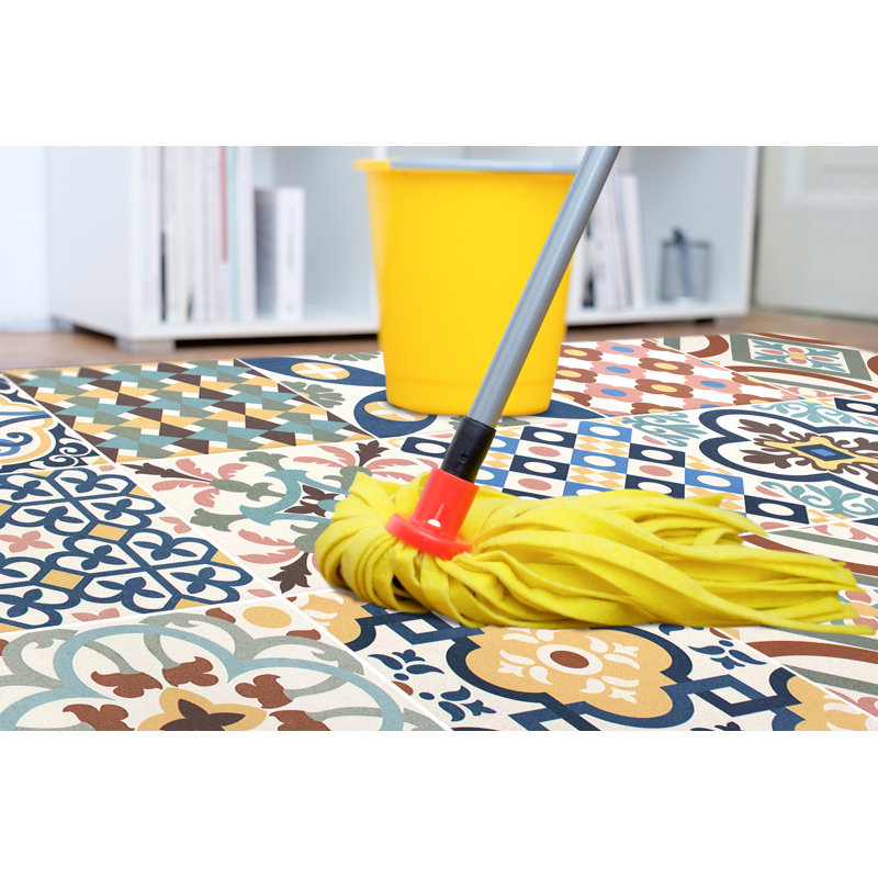Alcia Vinyl Machine Printed Area Rug, Runner 80 x 300cm
