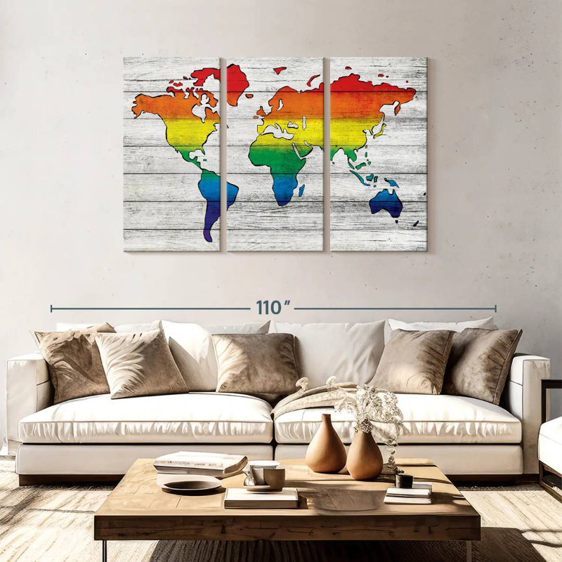 Aliaz Pride World Map, 48" H x 74" W