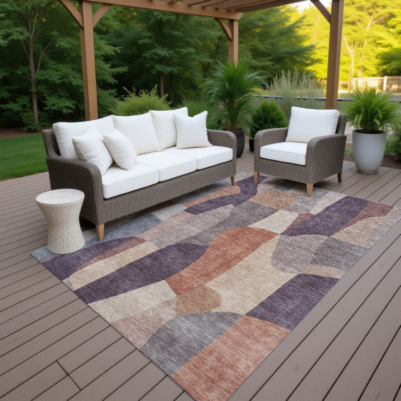 Machine Washable Indoor/Outdoor Kerwin ACN2376 Abstract Rug, Rectangle 3' x 5'