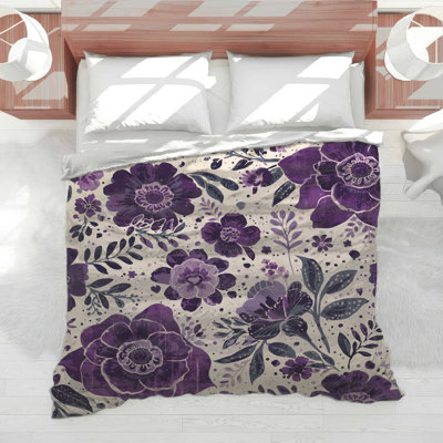 Purple Floral Pattern Comforter