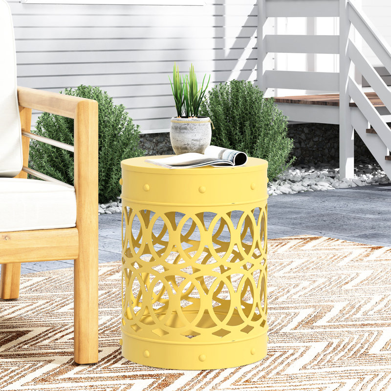 Grande table extérieure jaune en métal, cadre en fer moderne thermolaqué, aucun assemblage nécessaire - jaune, décoration élégante, fer thermolaqué,