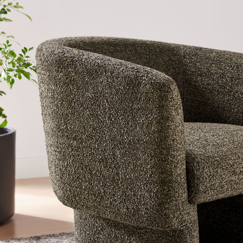 Fauteuil d'appoint rembourré en tissu Greer Boucle, Tissu antique