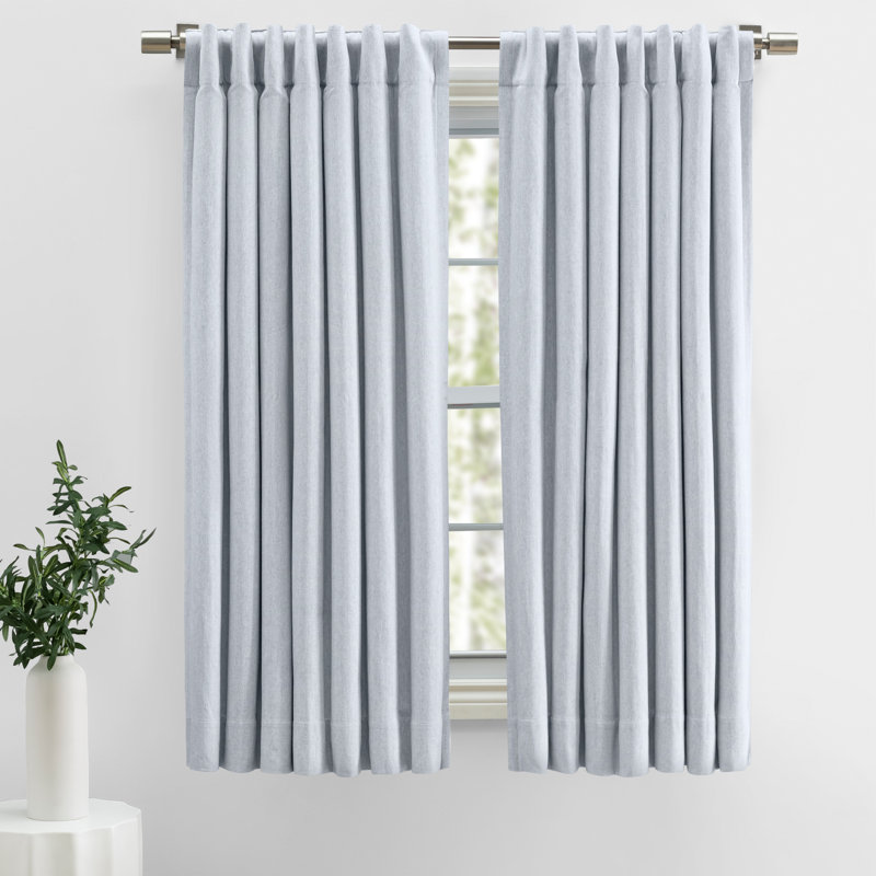 Rossa Premium 100% Cotton Herringbone Room Darkening Rod Pocket w/ Back Tabs Single Curtain Panel, Gray, 48" W x 96" H