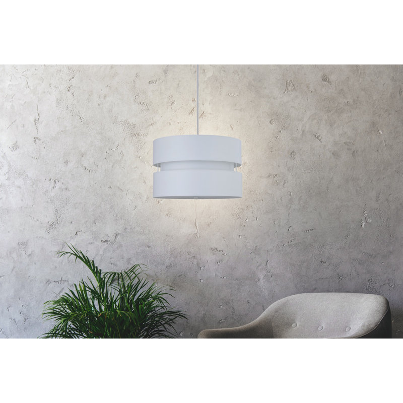 19cm H Cotton Drum Pendant Shade ( Uno ), White