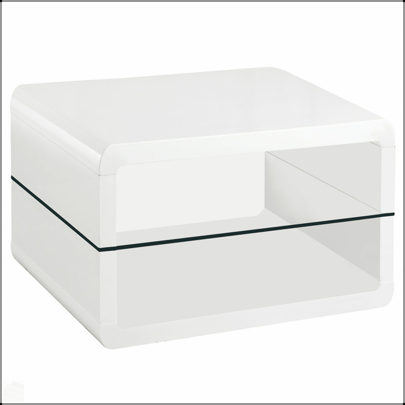 Table de bout rectangulaire à 1 tablette blanche Emerson, parfaite pour un décor moderne et minimaliste