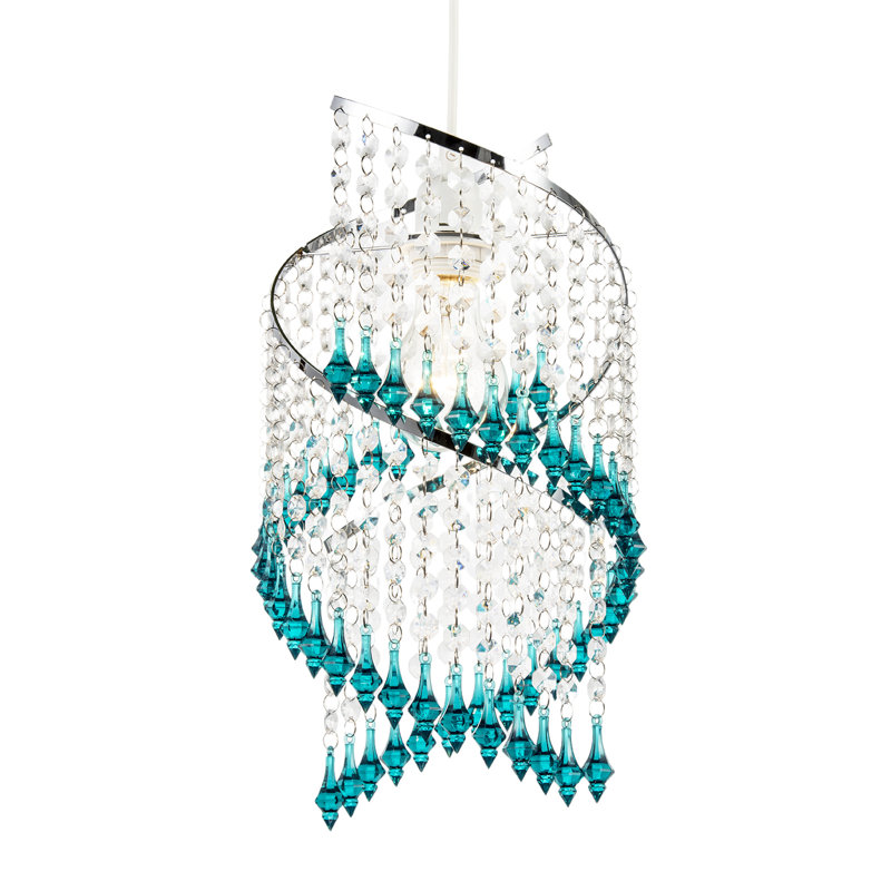 40cm H Acrylic Round Lamp Shade ( Slip-On ), Teal