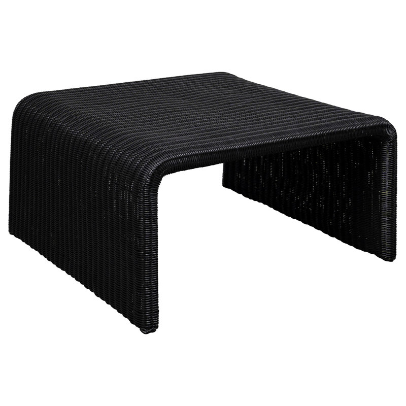 Woods Black Woven Rattan Square Coffee Table (Only Including Table), Black