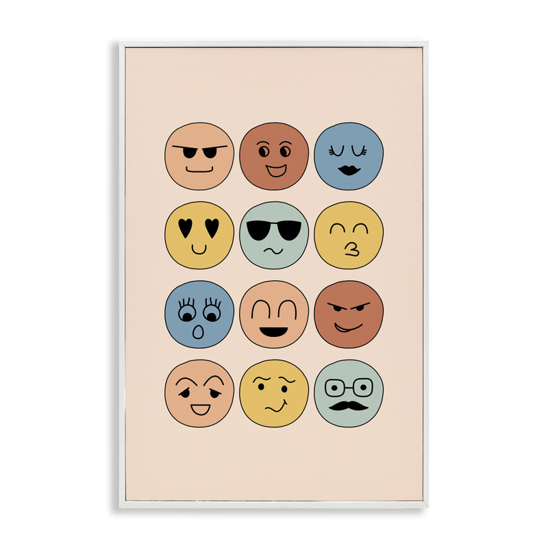 «Divers Expression Smileys», estampe numérique encadrée par JJ Design House, LLC., H 18 po x l 12 po