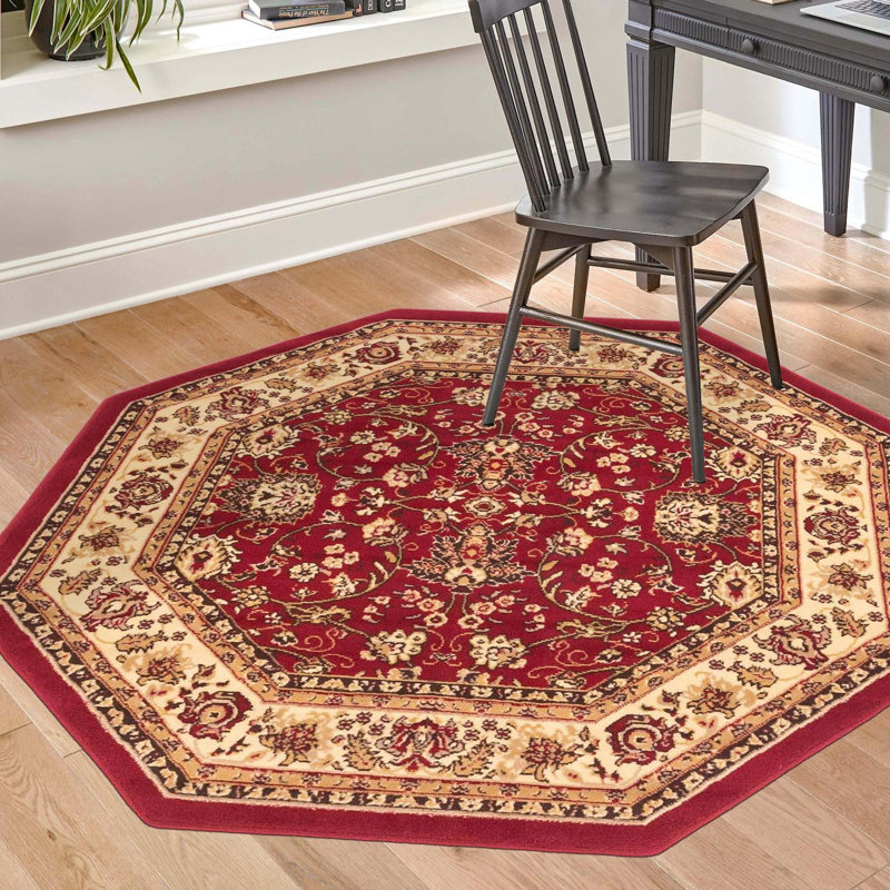 Tapis bourgogne Bhatari, Octogone 5 pi 3 po x 5 pi 3 po, Burgundy