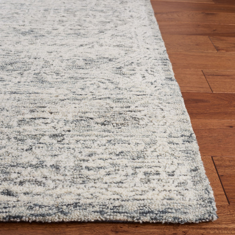 Zaher Hand Tufted Wool/Cotton Oriental Rug in Gray/Ivory, Rectangle 4' x 6'