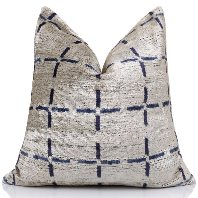 Coussin en velours de soie tissé à la main 20 po x 20 po | Coussin décoratif organique de luxe moderne