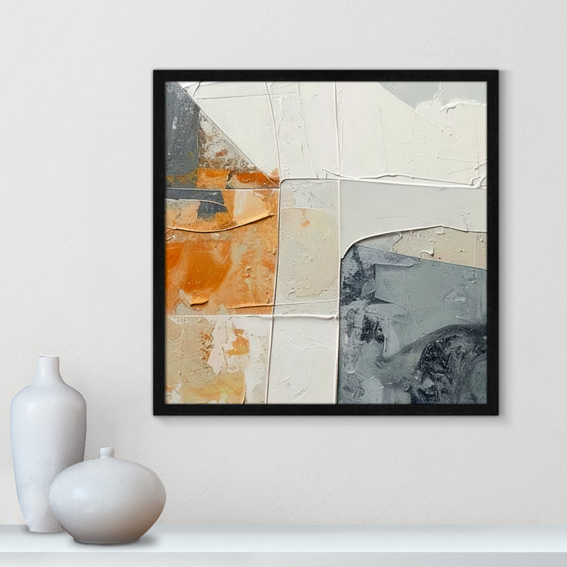 «Plastered II» par Alonza Saunders, Grain de bois noir, L 23,5 po x H 23,5 po, Framed Print