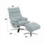 Fauteuil d'appoint moderne pivotant à 360 degrés en cuir fleur avec repose-pieds assorti, ton bleu