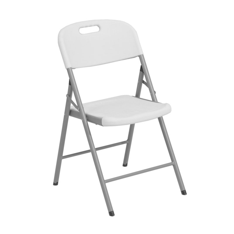 Ensemble de 4 chaises pliantes ergonomiques en granit blanc avec structure en acier thermolaqué