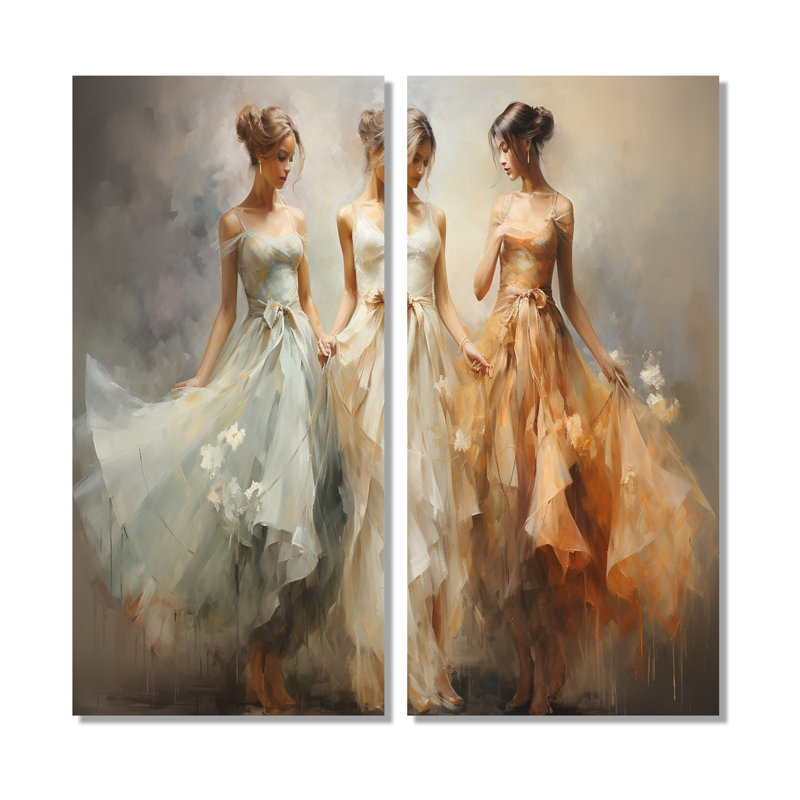 Dance ethereal Grace II - ensemble de 2 impressions sur toile modernes, 32" H x 32" W, Wrapped Canvas, Does Not Apply