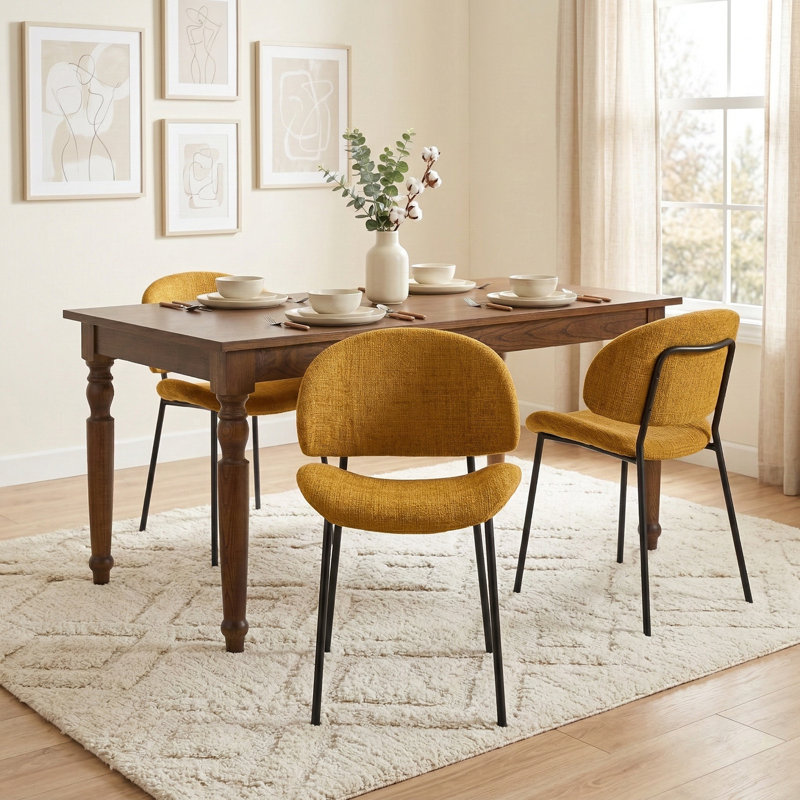 Wexley Set of 4 Velvet Dining Chairs, Mustard
