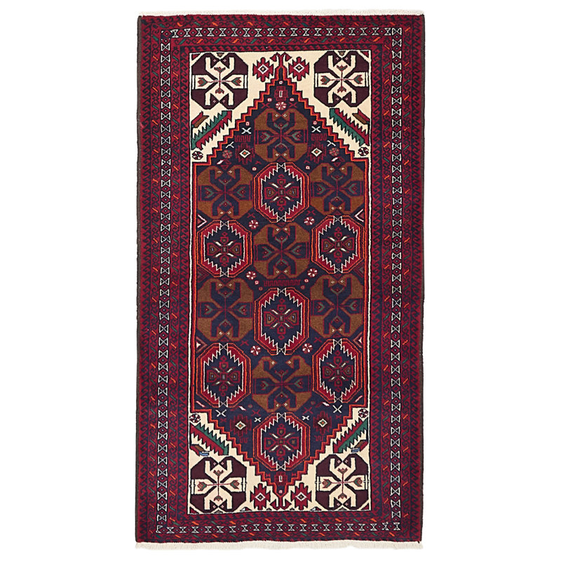 Tapis bleu marine Teimani 3 pi 6 po x 6 pi 5 po
