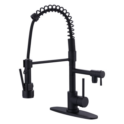2-Spout Single Handle Pull Down Sprayer Kitchen Faucet With Advanced Spray In Solid Brass