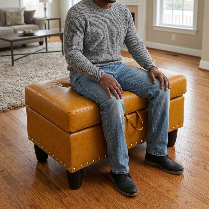 Repose-pieds avec rangement en simili cuir Ginger