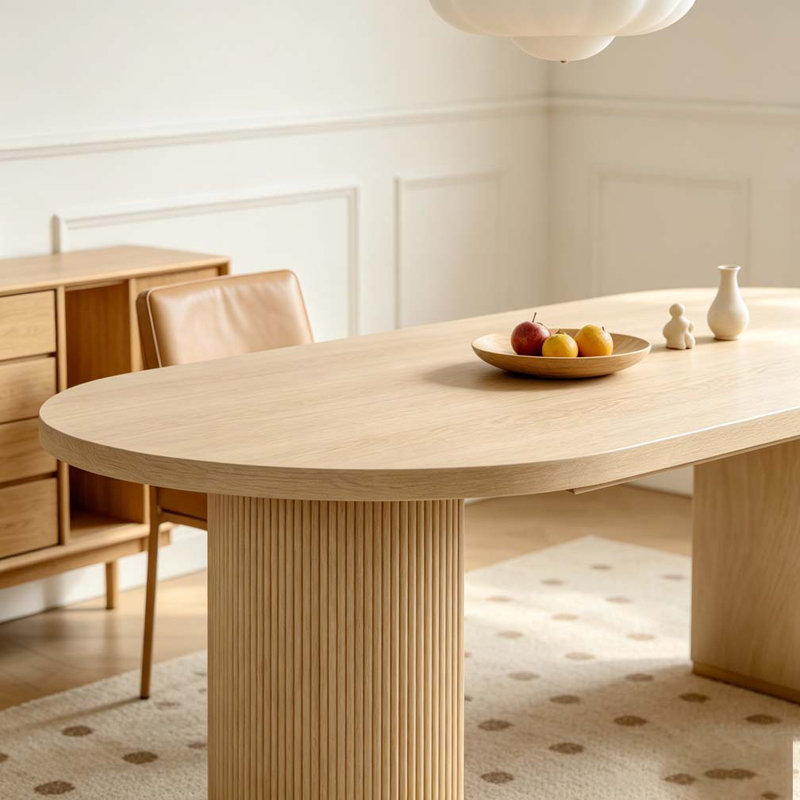 Oval Dining Table Double Pedestal, Natural