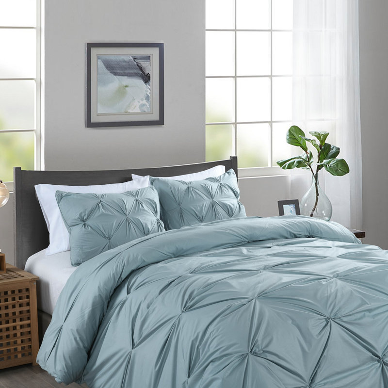  Ensemble de housse de couette Pintuck, Housse de couette pour très grand lit et 2 très , Bleu