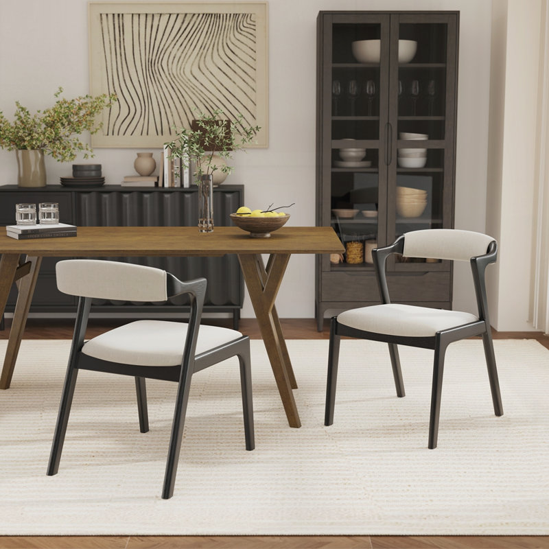 Chaises de salle à manger rembourrées (ensemble de 2), Noir