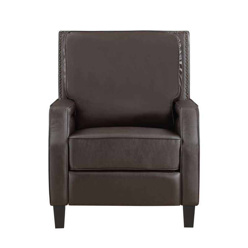 Fauteuil inclinable à dossier poussoir de style transitionnel avec fauteuil à mouvement 1 pièce, Marron foncé