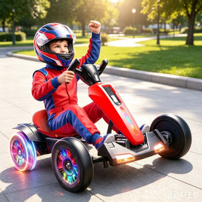 Kart électrique pliable 12V avec roues lumineuses pour enfants de 3 à 6 ans