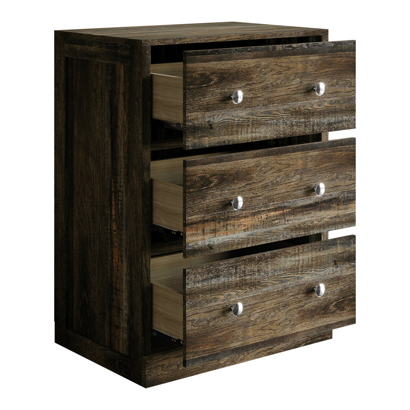 Armoire 3 tiroirs en brun, Brun