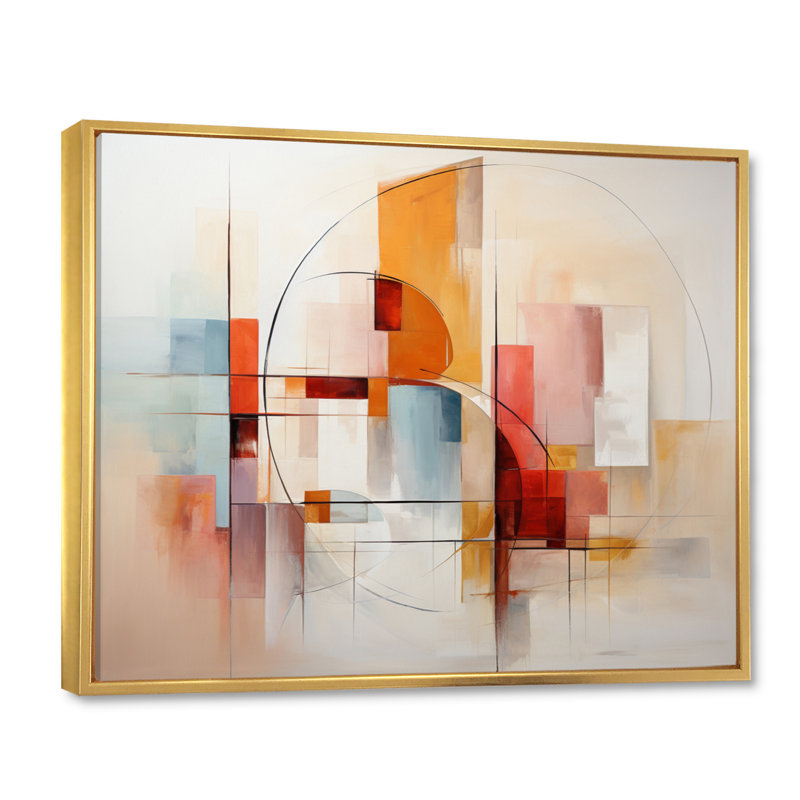 Jamas, paysage abstrait entrelacé, Cadre flottant doré, H 34 po x l 44 po x P 1,5 po