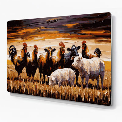 «Thanksgiving Farm animal silhouettes», art mural en métal noir