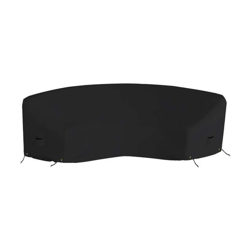 Weatherproof Patio Curved Sectional Sofa Cover, Afrahim Curved Patio Sofa Cover, Cover for Curved Sofa, Black