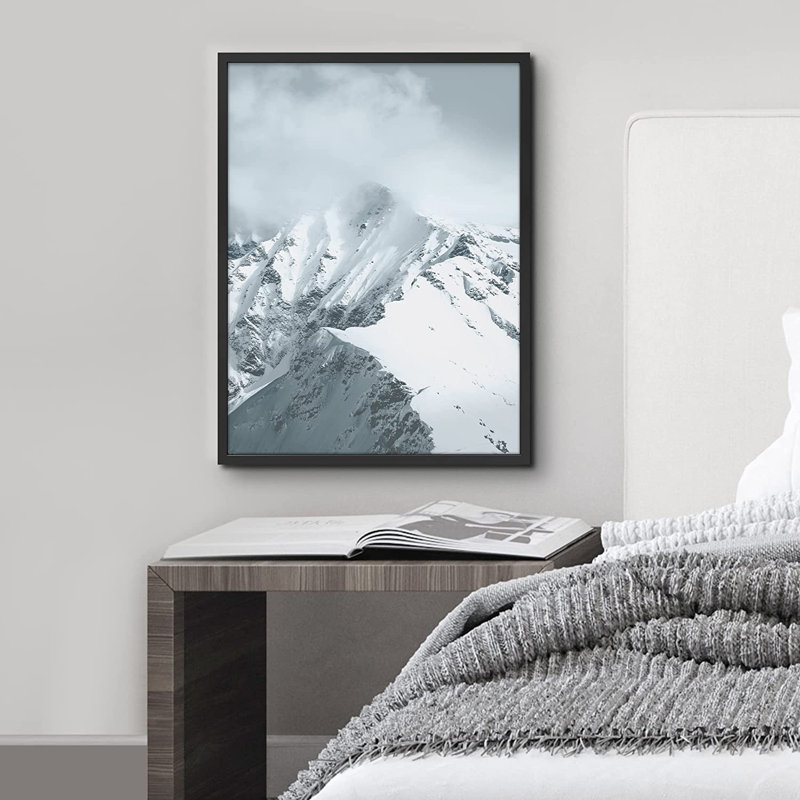 Large Large Range Covered in Snow Nature Wilderness - photographie avec cadre photo, Cadre noir