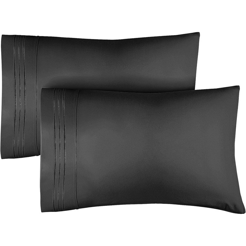 Ensemble de 2 taies d'oreiller en microfibre, douces housses pour coussin double brossé, respirantes et faciles d'entretien