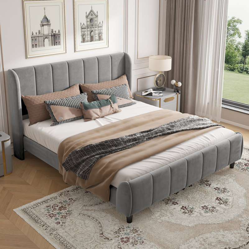 Daycia Upholstered Single (3') Velvet Bed Frame