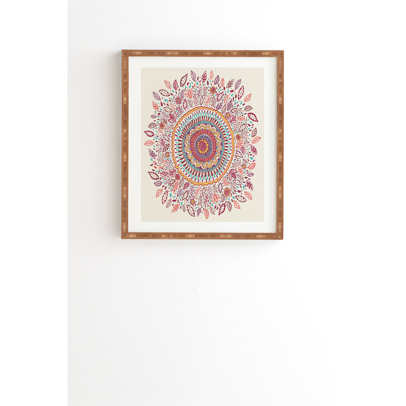 «Sunflower Mandala», impression, H 20 po x l 20 po x P 2 po, Armature en bambou, Pas de tapis