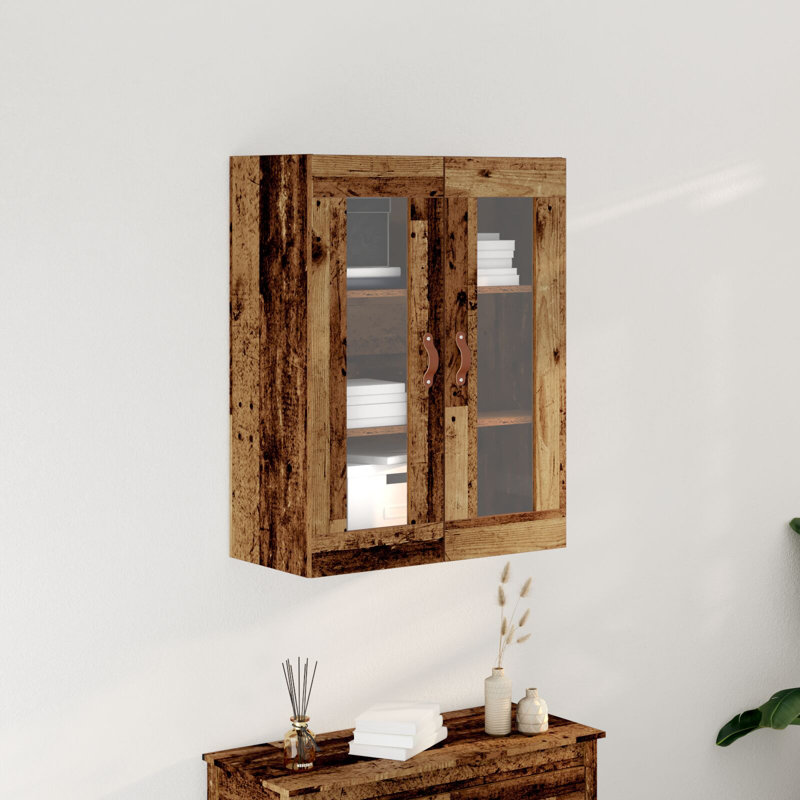 Wall Cabinet Wall-mounted Engineered Wood Rectangular Storage Solution, Old Wood