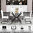 47.24" Rectangular Clear Tempered Glass Dining Table,Stylish Design With Black Metal Legs, Kitchen Table For Dining Room-1955682898-1955682897
