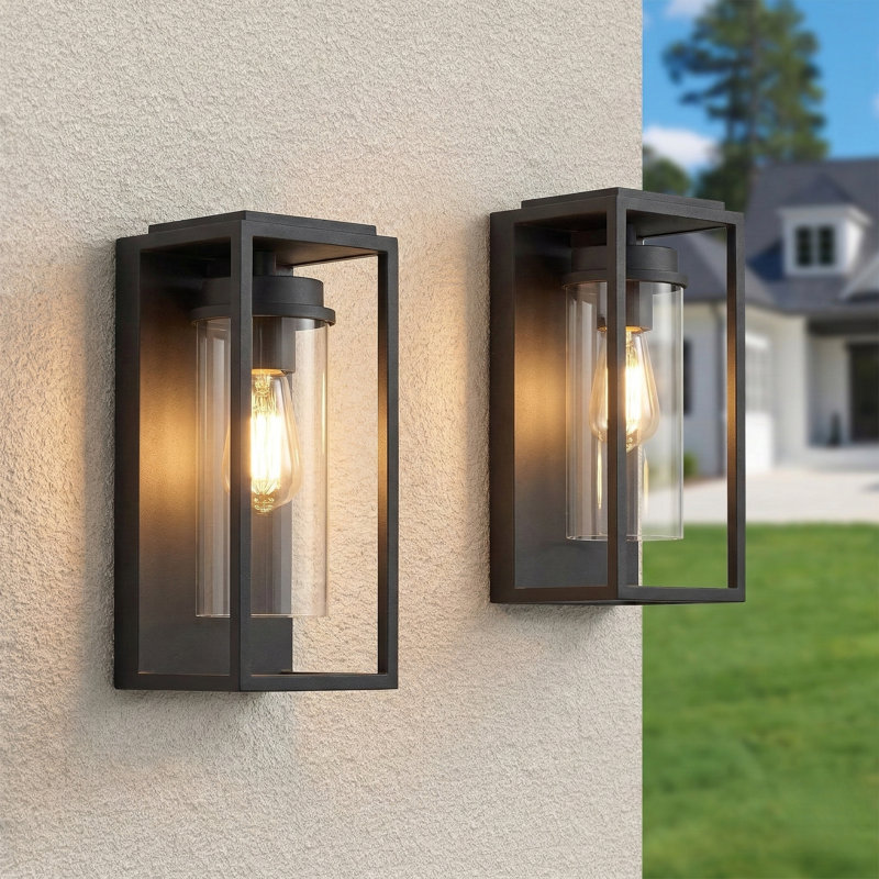 Applique murale d'extérieur 12,3 po en fer noir ETL avec crépuscule à l'aube