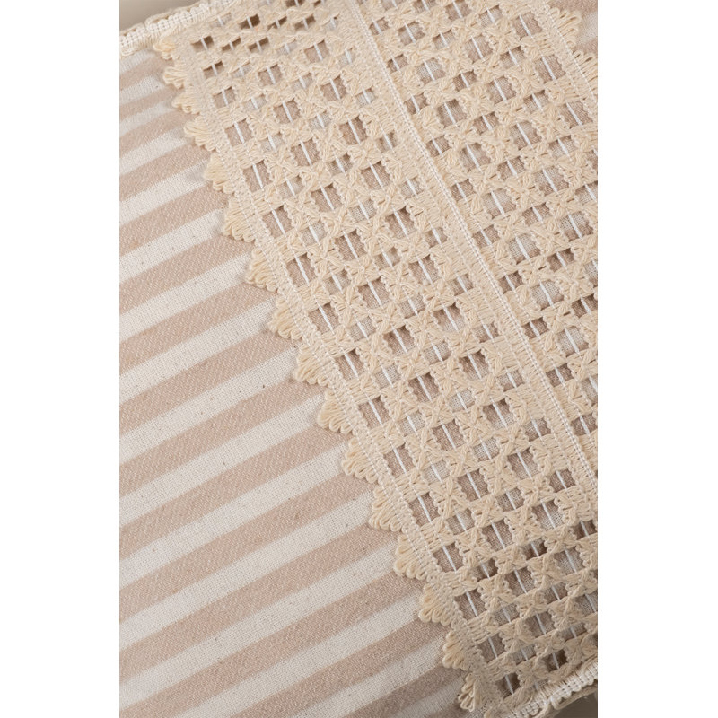 Arrowpoint Striped White Rectangular Throw Cushion Cover, Cream/Latte